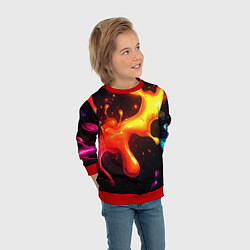 Свитшот детский Радужные кляксы на черном фоне, цвет: 3D-красный — фото 2