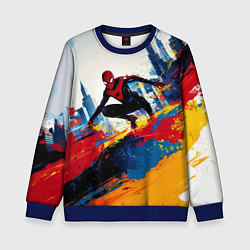 Свитшот детский Человек - паук и пролитая краска, цвет: 3D-синий