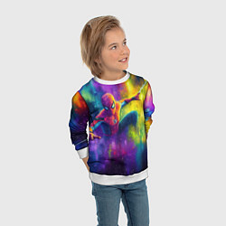 Свитшот детский Человек - паук радужные краски, цвет: 3D-белый — фото 2