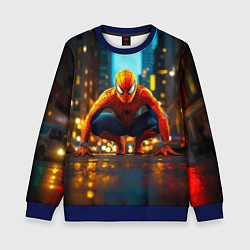Свитшот детский Человек паук на старте, цвет: 3D-синий