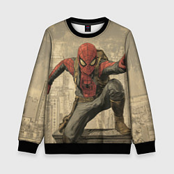 Свитшот детский Человек-паук готов спасать мир, цвет: 3D-черный