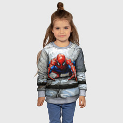 Свитшот детский Человек-паук палзет на стене, цвет: 3D-меланж — фото 2