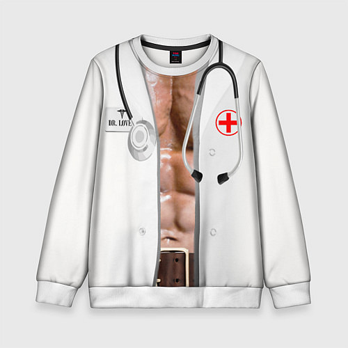 Детский свитшот Костюм доктора с накаченным телом / 3D-Белый – фото 1