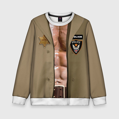 Детский свитшот Костюм полицейского шерифа из GTA / 3D-Белый – фото 1