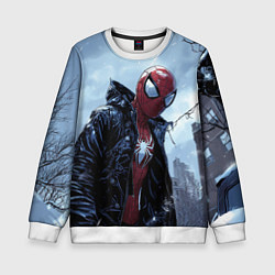 Свитшот детский Человек-паук в куртке, цвет: 3D-белый