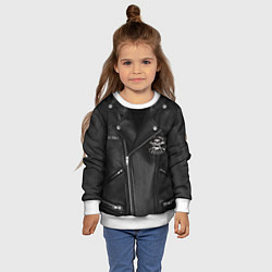 Свитшот детский Косуха байкерская с нашивками, цвет: 3D-белый — фото 2