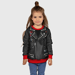 Свитшот детский Ведьмы не стареют косуха с нашивками, цвет: 3D-красный — фото 2