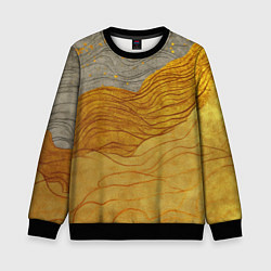 Свитшот детский Золотые волны на сером текстура, цвет: 3D-черный