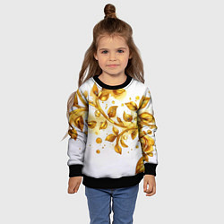 Свитшот детский Золотые листья на белом, цвет: 3D-черный — фото 2