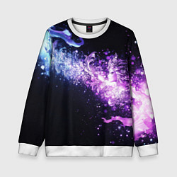 Свитшот детский Фиолетово-синяя абстрактная волна, цвет: 3D-белый