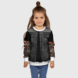 Свитшот детский Джинсовка с татуировкой дракона и самурая - имитац, цвет: 3D-белый — фото 2