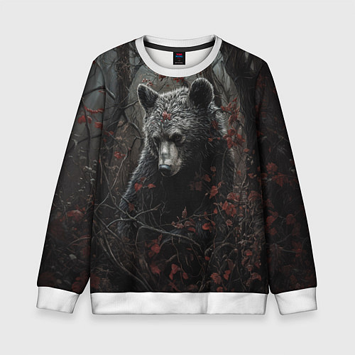 Детский свитшот Бурый мишка в дремучем лесу / 3D-Белый – фото 1