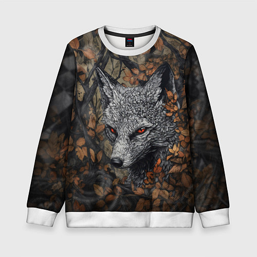 Детский свитшот Хищный серый лис / 3D-Белый – фото 1