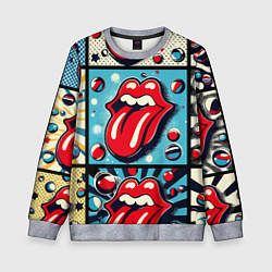 Свитшот детский Rolling Stones logo - pop art, цвет: 3D-меланж