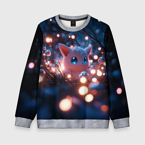 Детский свитшот Белый пушистый покемон / 3D-Меланж – фото 1
