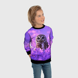 Свитшот детский Сова в фиолетовых цветах, цвет: 3D-черный — фото 2