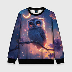 Свитшот детский Совушка и полумесяц, цвет: 3D-черный