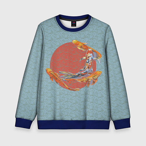 Детский свитшот Рыба карпы кои / 3D-Синий – фото 1