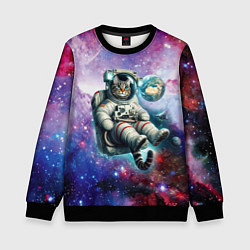 Детский свитшот Brave cat in space - ai art