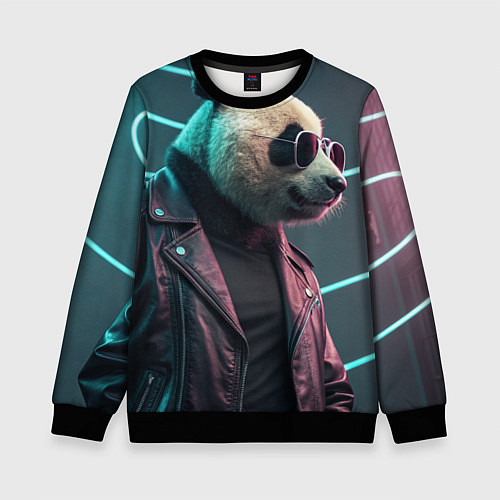 Детский свитшот Cyberpunk panda / 3D-Черный – фото 1