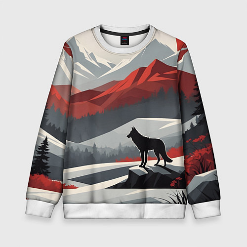 Детский свитшот Лиса и красные горы / 3D-Белый – фото 1