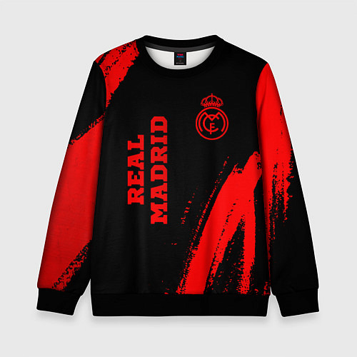 Детский свитшот Real Madrid - red gradient вертикально / 3D-Черный – фото 1