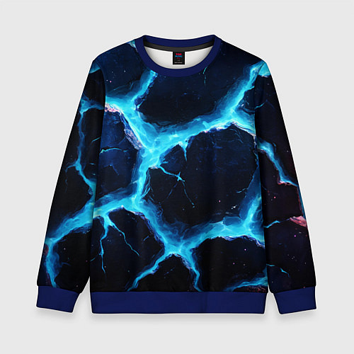 Детский свитшот Голубая потертая текстура с разломом / 3D-Синий – фото 1
