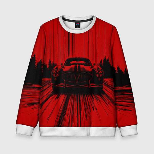 Детский свитшот Спорткар на красном фоне / 3D-Белый – фото 1