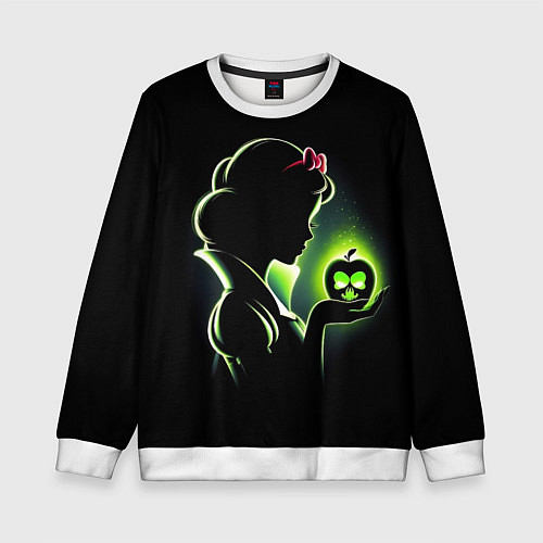 Детский свитшот Белоснежка и яблоко - силуэт крупно / 3D-Белый – фото 1