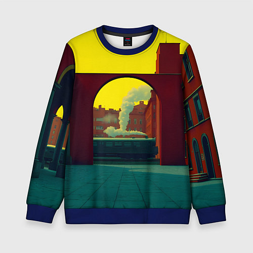 Детский свитшот Арт с поездом / 3D-Синий – фото 1