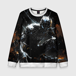 Свитшот детский Человек-паук в черном костюме, цвет: 3D-белый