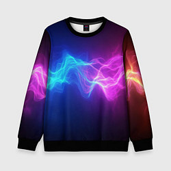 Свитшот детский Звуковая волна неоновый узор, цвет: 3D-черный