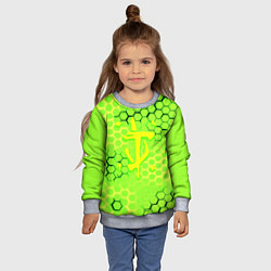 Свитшот детский Doom кислотные соты лого, цвет: 3D-меланж — фото 2