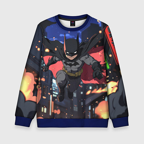 Детский свитшот Злой Бэтмен в полете / 3D-Синий – фото 1