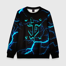 Свитшот детский Doom молнии неоновые, цвет: 3D-черный