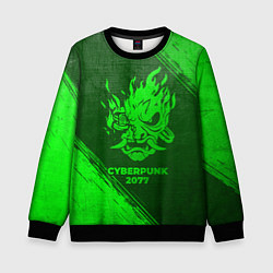Детский свитшот Cyberpunk 2077 - green gradient