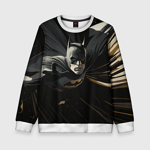 Детский свитшот Бэтмен черный плащ / 3D-Белый – фото 1