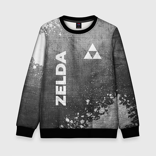 Детский свитшот Zelda - grey gradient вертикально / 3D-Черный – фото 1