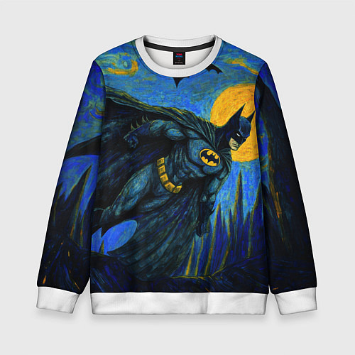 Детский свитшот Бэтмен в стиле Ван-Гога / 3D-Белый – фото 1