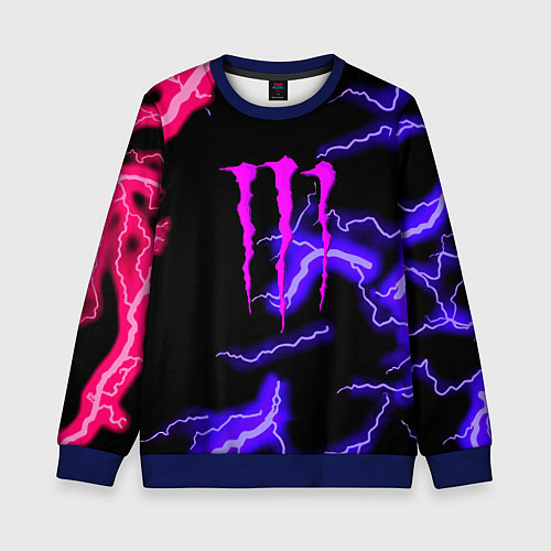 Детский свитшот Monster energy неоновый шторм / 3D-Синий – фото 1
