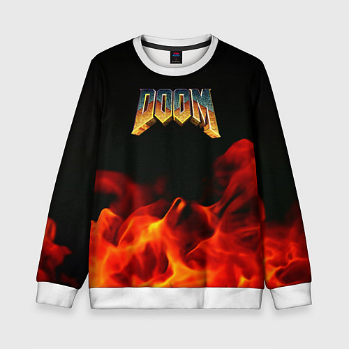 Детский свитшот Doom огненная текстура / 3D-Белый – фото 1