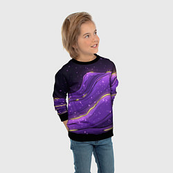 Свитшот детский Фиолетовая текстура с золотыми звездочками, цвет: 3D-черный — фото 2