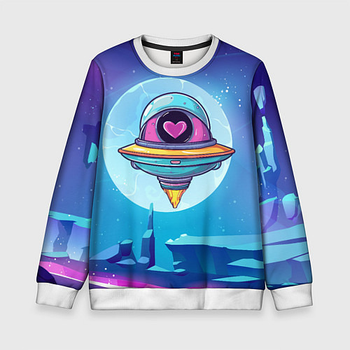 Детский свитшот Нло с сердечком внутри / 3D-Белый – фото 1