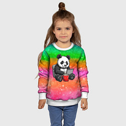 Свитшот детский Панда с кофе за ноутом, цвет: 3D-белый — фото 2