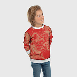 Свитшот детский Золотые драконы на красном, цвет: 3D-белый — фото 2