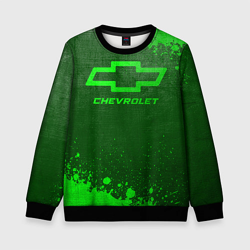 Детский свитшот Chevrolet - green gradient / 3D-Черный – фото 1