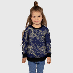Свитшот детский Золотые драконы на синем, цвет: 3D-черный — фото 2