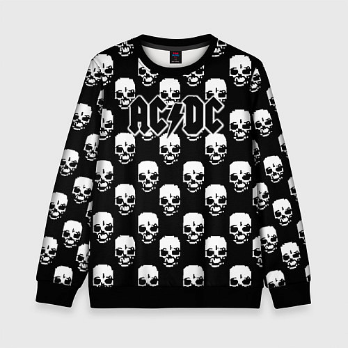 Детский свитшот AC DC rock skull / 3D-Черный – фото 1