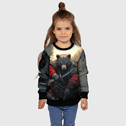Свитшот детский Медведь самурай, цвет: 3D-черный — фото 2