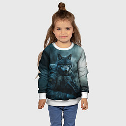 Свитшот детский Волк солдат, цвет: 3D-белый — фото 2